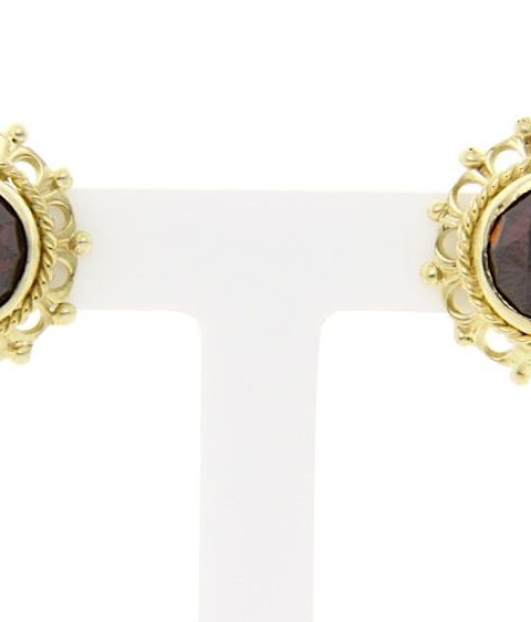 Vintage 13K Gold Stud Earrings with Garnet